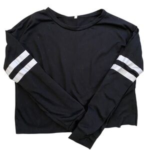 Private Label Black Long Sleeve Shirt - Baseball Too Cotton with White Stripes